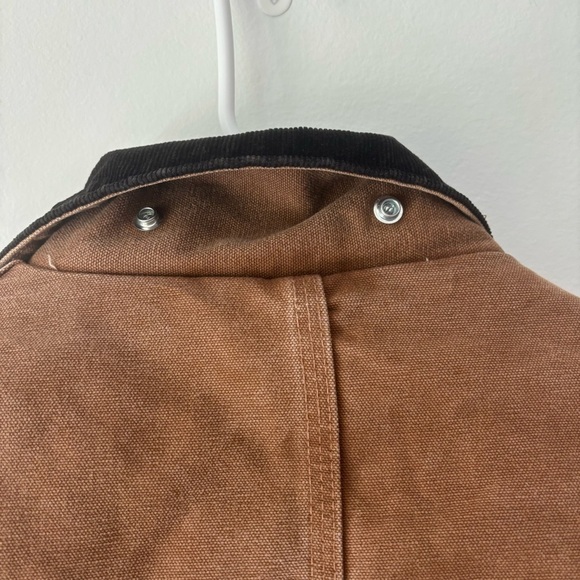 Carhartt Brown Barn Chore Jacket Corduroy Collar Quilted Outdoor Insulted Warm - Picture 9 of 15